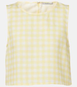 Asceno Asceno Kobe gingham linen and cotton crop top