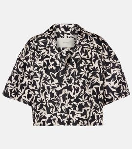 Asceno Asceno Lincoln printed cropped silk twill shirt