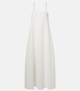 Asceno Asceno Melfi checked linen and cotton maxi dress