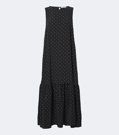 Asceno Asceno Polka-dot tiered silk midi dress