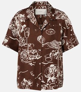 Asceno Asceno Prague printed silk twill bowling shirt