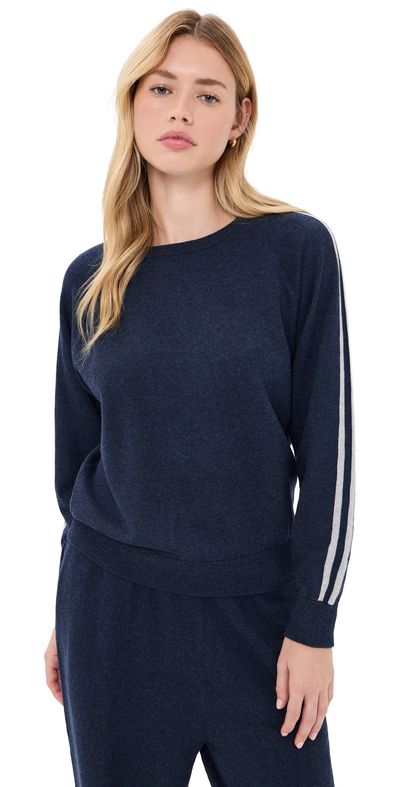 ASHER ASHER Livia Knit Crew Sweater Heather Cadet