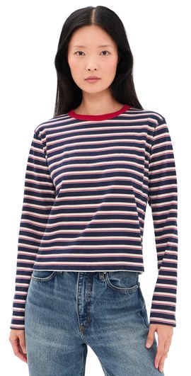 ASHER ASHER Lucy Stripe Tee Navy/Natural/Red