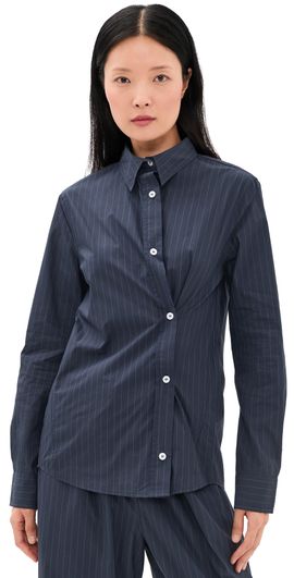 ASHER ASHER Paola Button Down Shirt Midnight Pinstripe