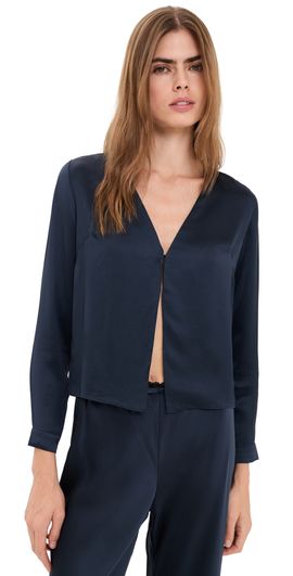 ASHER ASHER Val Satin Blouse Dark Navy