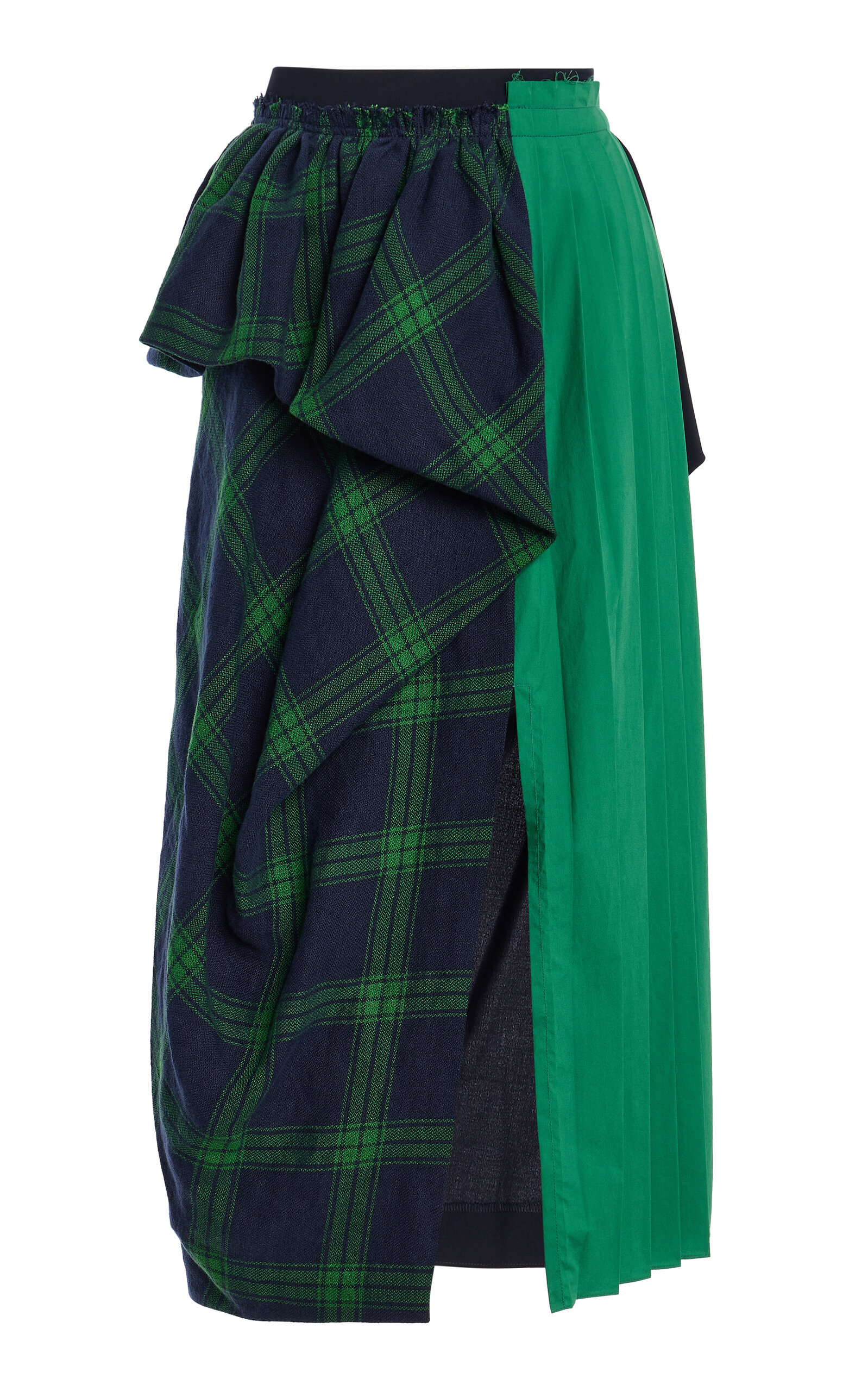 Ashlyn Ashlyn Cascade Plaid Linen Midi Skirt