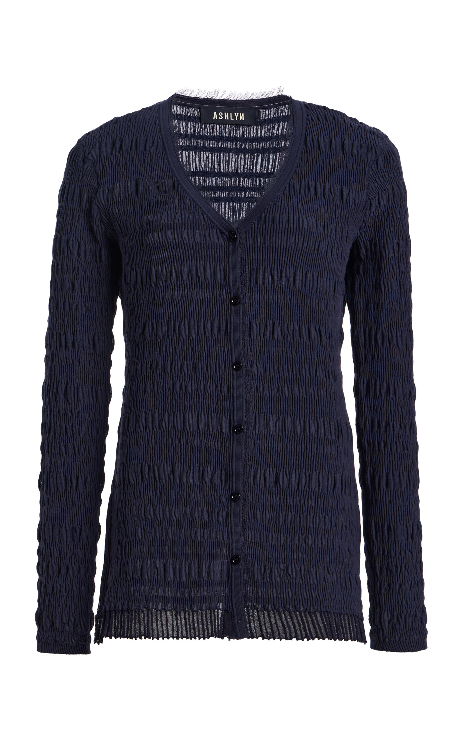 Ashlyn Ashlyn Smocked CottonBlend Cardigan