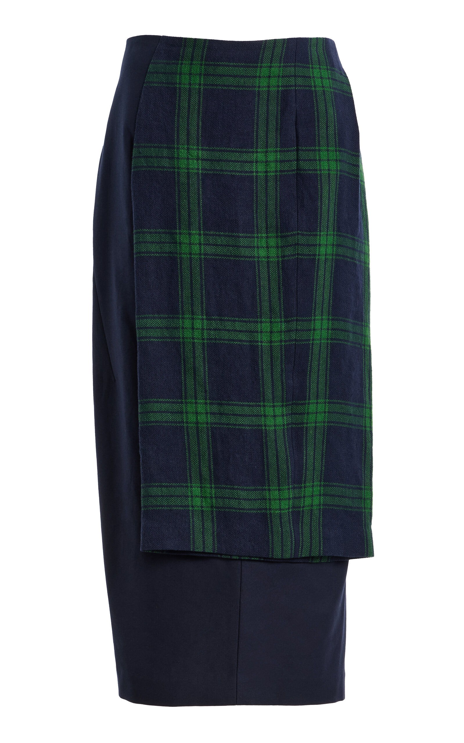 Ashlyn Ashlyn Twisted Plaid Cotton Midi Skirt