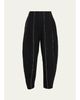 ASHLYN Boiled Wool Paneled Barrel-Leg Ankle Pants - 1