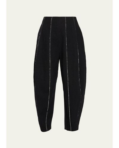 ASHLYN Boiled Wool Paneled Barrel-Leg Ankle Pants