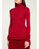 ASHLYN New Diamond Ruffled Turtleneck Merino Wool-Silk Top - 4