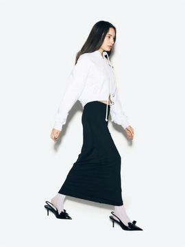 asif_CALIE CITY SHIRRING HOOD ZIPUP WHITE MELANGE