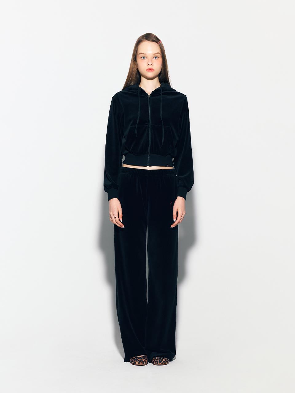 asif_CALIE GURLS BASIC TERRY HOOD ZIPUP BLACK
