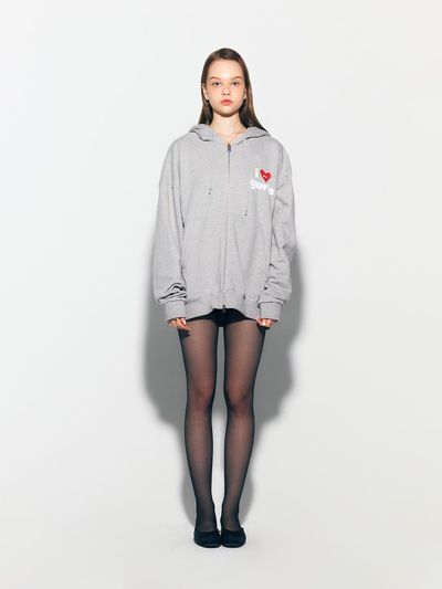 asif_CALIE GURLS OVERSIZED HOOD ZIPUP GRAY