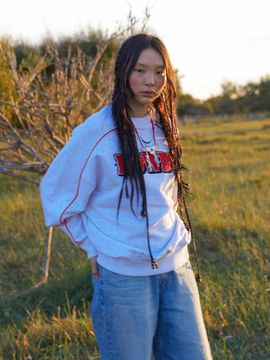 asif_CALIE Piping Cotton French Terry Sweatshirt [Beige Melange]