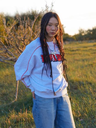 asif_CALIE Piping Cotton French Terry Sweatshirt [Beige Melange]