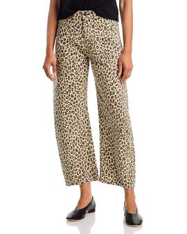 Askk Ny Askk Ny Twisted High Rise Barrel Jeans in Leopard