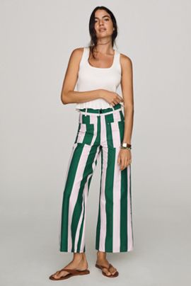 ASKK NY Patch Pocket Striped Wide-Leg Pants