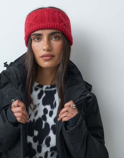 ASOS 4505 Ski & Snow 4505 Ski cable knit headband in ruby-RED