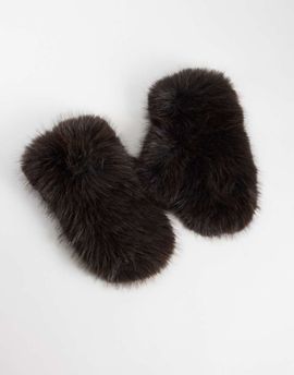 ASOS 4505 Ski & Snow 4505 Ski faux fur oversized mitted in chocolate-Brown
