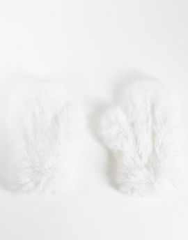 ASOS 4505 Ski & Snow 4505 Ski faux fur oversized mitted in white