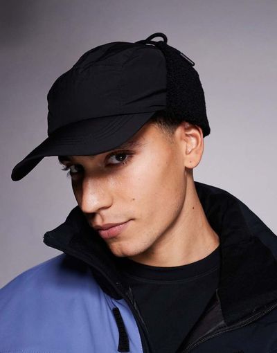 ASOS 4505 Ski & Snow 4505 Ski fleece trapper cap in black