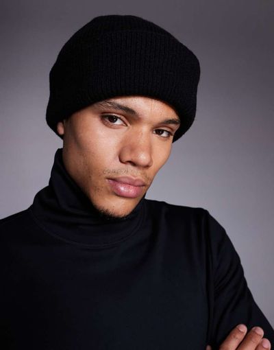 ASOS 4505 Ski & Snow 4505 Ski knit fisherman beanie in black
