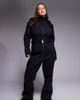 ASOS 4505 Ski & Snow ASOS 4505 Curve Ski soft shell belted ski suit with slim kick leg and faux fur hood in black - 1