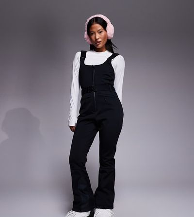 ASOS 4505 Ski & Snow ASOS 4505 Ski Petite soft shell belted water repellent bib salopettes in black