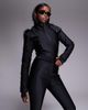 ASOS 4505 Ski & Snow ASOS 4505 Ski soft shell belted ski suit with slim kick leg and faux fur hood in black gloss - 4