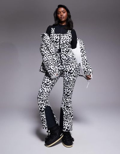 ASOS 4505 Ski & Snow ASOS 4505 Ski soft shell belted water repellent bib overalls in snow leopard-Multi