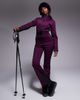 ASOS 4505 Ski & Snow ASOS 4505 Ski soft shell retro side stripe belted ski suit in plum and black-Purple - 1