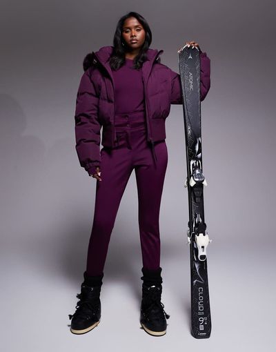 ASOS 4505 Ski & Snow ASOS 4505 Ski soft shell water repellent skinny ski pants in plum-Purple