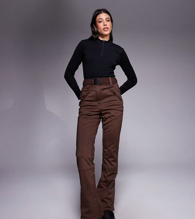 ASOS 4505 Ski & Snow ASOS 4505 Tall Ski soft shell straight leg belted ski pants in coffee-Brown