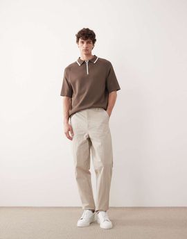 ASOS COLLECTIVE ASOS COLLECTIVE AC-B-252 carrot fit cotton nylon blend chinos in ecru-White