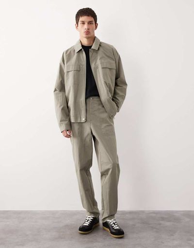 ASOS COLLECTIVE ASOS COLLECTIVE AC-B-252 tapered carrot fit chinos in pale khaki - part of a set-Green