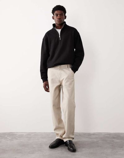 ASOS COLLECTIVE ASOS COLLECTIVE AC-B-253 signature straight fit carpenter pants in ecru-White