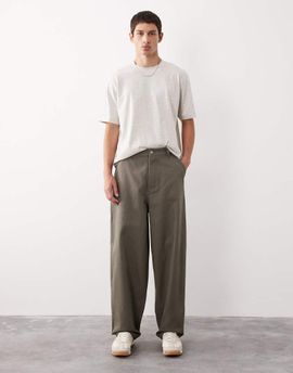 ASOS COLLECTIVE ASOS COLLECTIVE AC-B-254 tapered barrel pants in khaki-Green