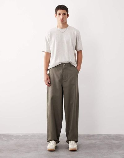 ASOS COLLECTIVE ASOS COLLECTIVE AC-B-254 tapered barrel pants in khaki-Green