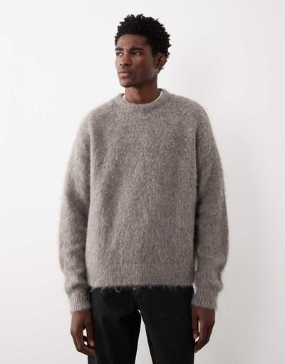 ASOS COLLECTIVE ASOS COLLECTIVE oversized knit wool and mohair mix sweater in brown