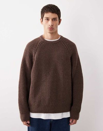 ASOS COLLECTIVE ASOS COLLECTIVE oversized knit wool sweater in brown