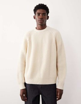ASOS COLLECTIVE ASOS COLLECTIVE oversized knit wool sweater in ecru-White