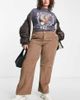ASOS Curve ASOS DESIGN Curve 00's cargo pants in mushroom corduroy-Brown - 1