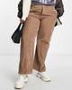 ASOS Curve ASOS DESIGN Curve 00's cargo pants in mushroom corduroy-Brown - 4