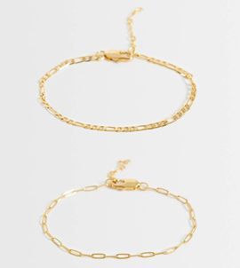 ASOS Curve ASOS DESIGN Curve 14k gold plated pack of 2 chain bracelets