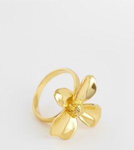 ASOS Curve ASOS DESIGN Curve 14k gold plated ring with flower design
