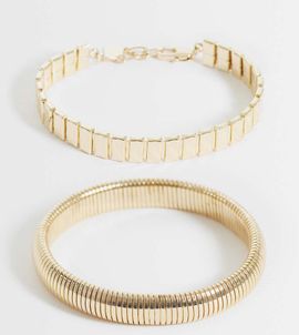 ASOS Curve ASOS DESIGN Curve 2-pack bracelets in gold tone