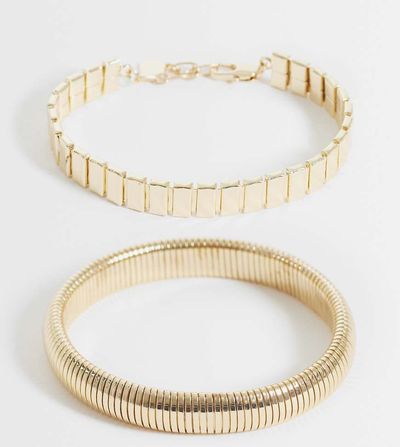 ASOS Curve ASOS DESIGN Curve 2-pack bracelets in gold tone