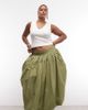 ASOS Curve ASOS DESIGN Curve adjustable drawstring pocket detail volume midi skirt-Green - 1