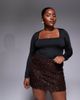 ASOS Curve ASOS DESIGN Curve all-over sequin mini skirt in chocolate-Brown - 2